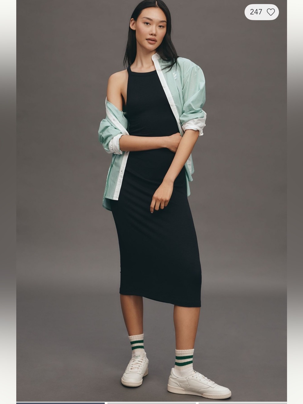Anthropologie | Daily Practice Rib Tank Midi Dress - Black Onyx